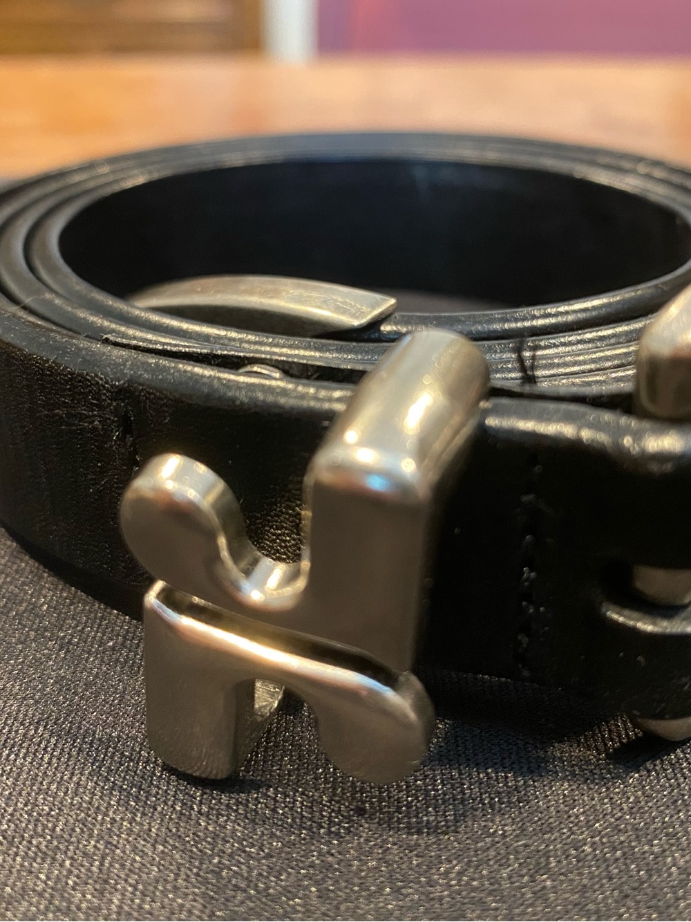 Courrèges Classic Black 100% Calf’s Leather with  Silver Buckle Gender Neutral